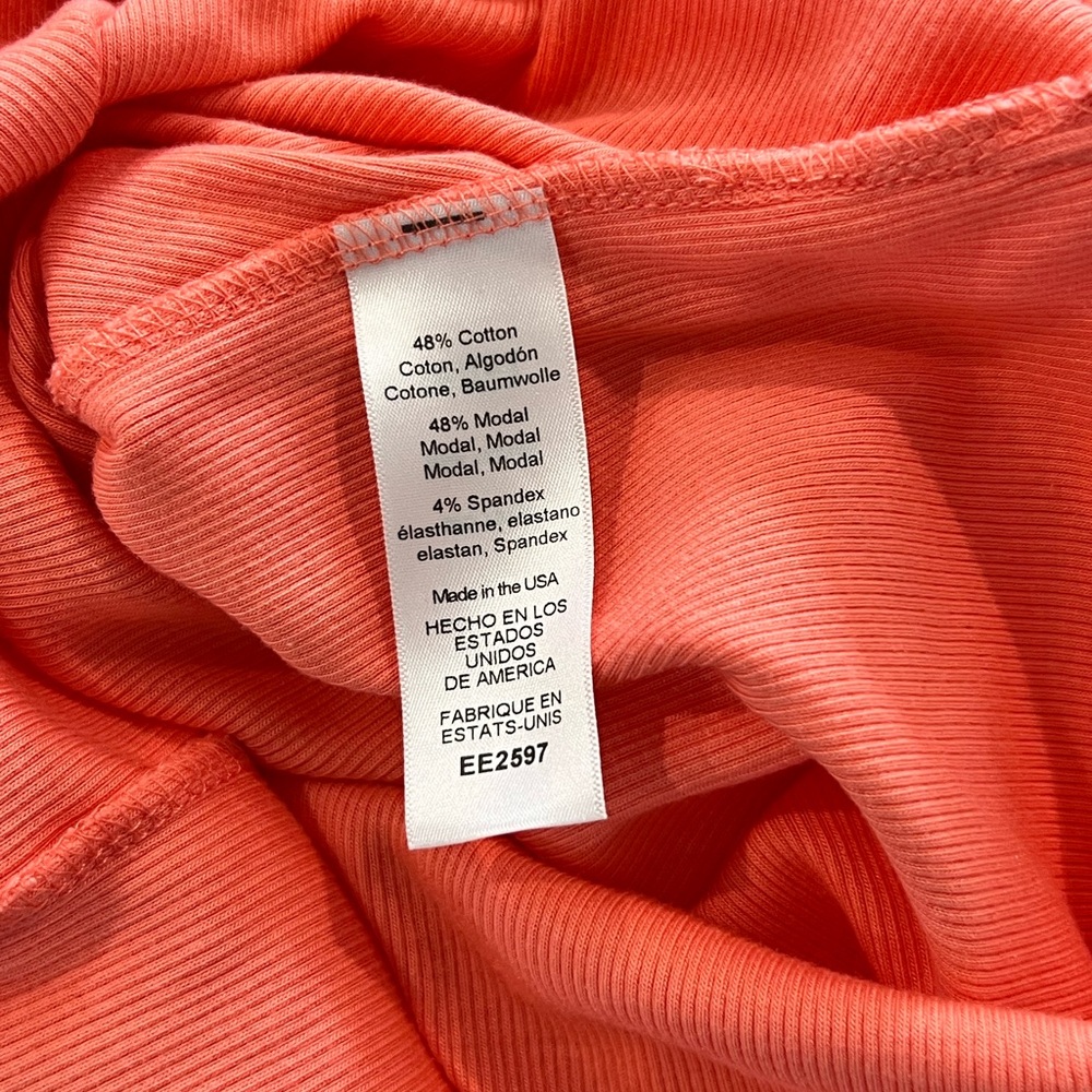 Michael Stars Wren Ruched Midi Dress Small Heatwave Orange Ribbed Tank Bodycon - Picture 6 of 7